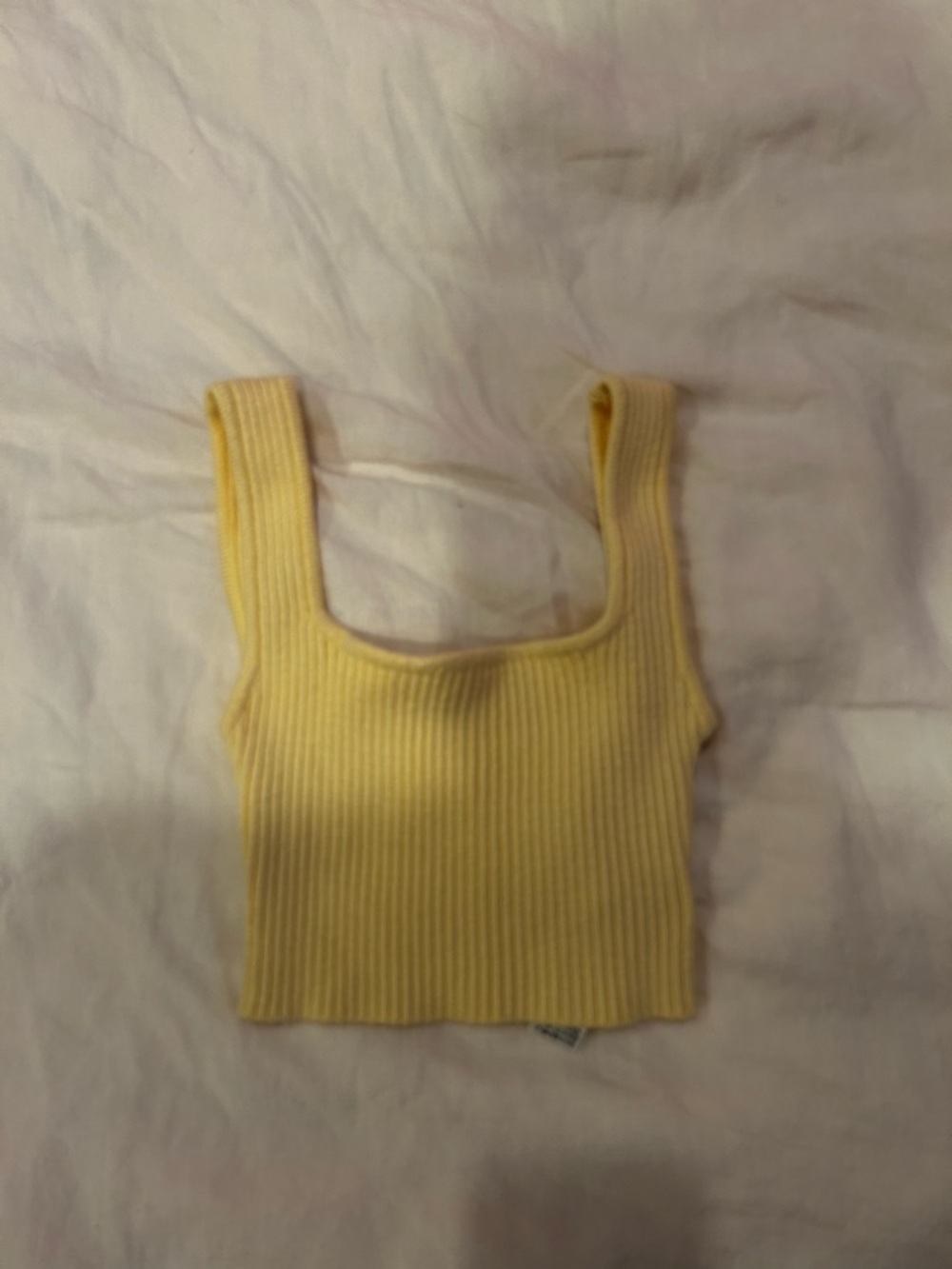 ZARA Ribbed Cropped Tank Top in Pale Yellow - Picture 2 of 2